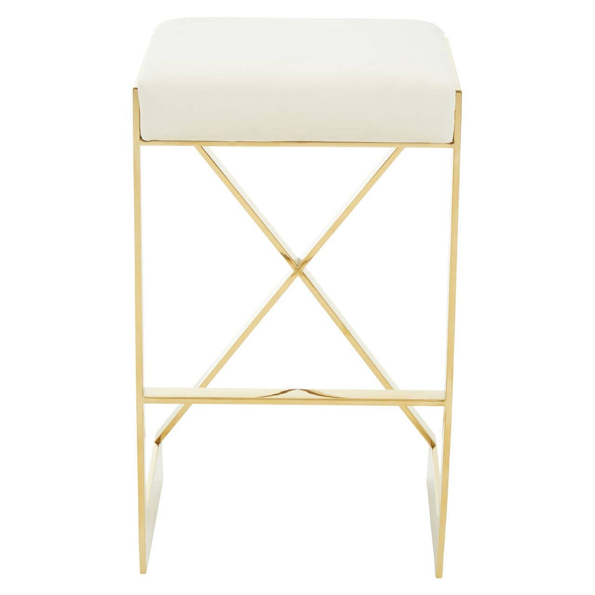 Azalea Ivory And Gold Finish Bar Stool.