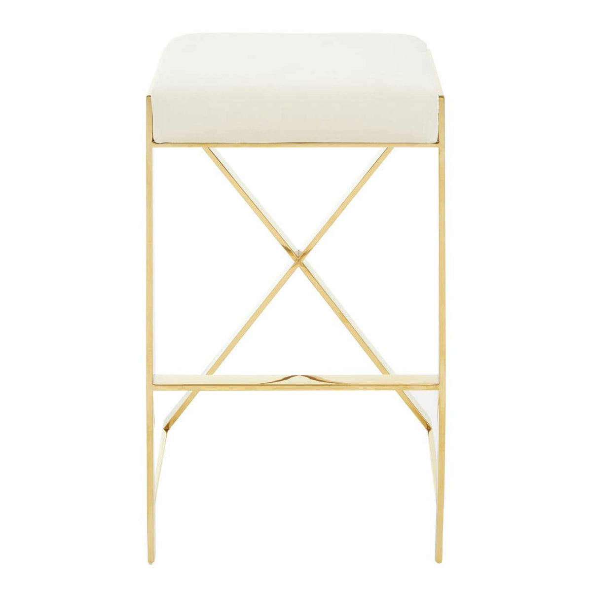 Azalea Ivory And Gold Finish Bar Stool.