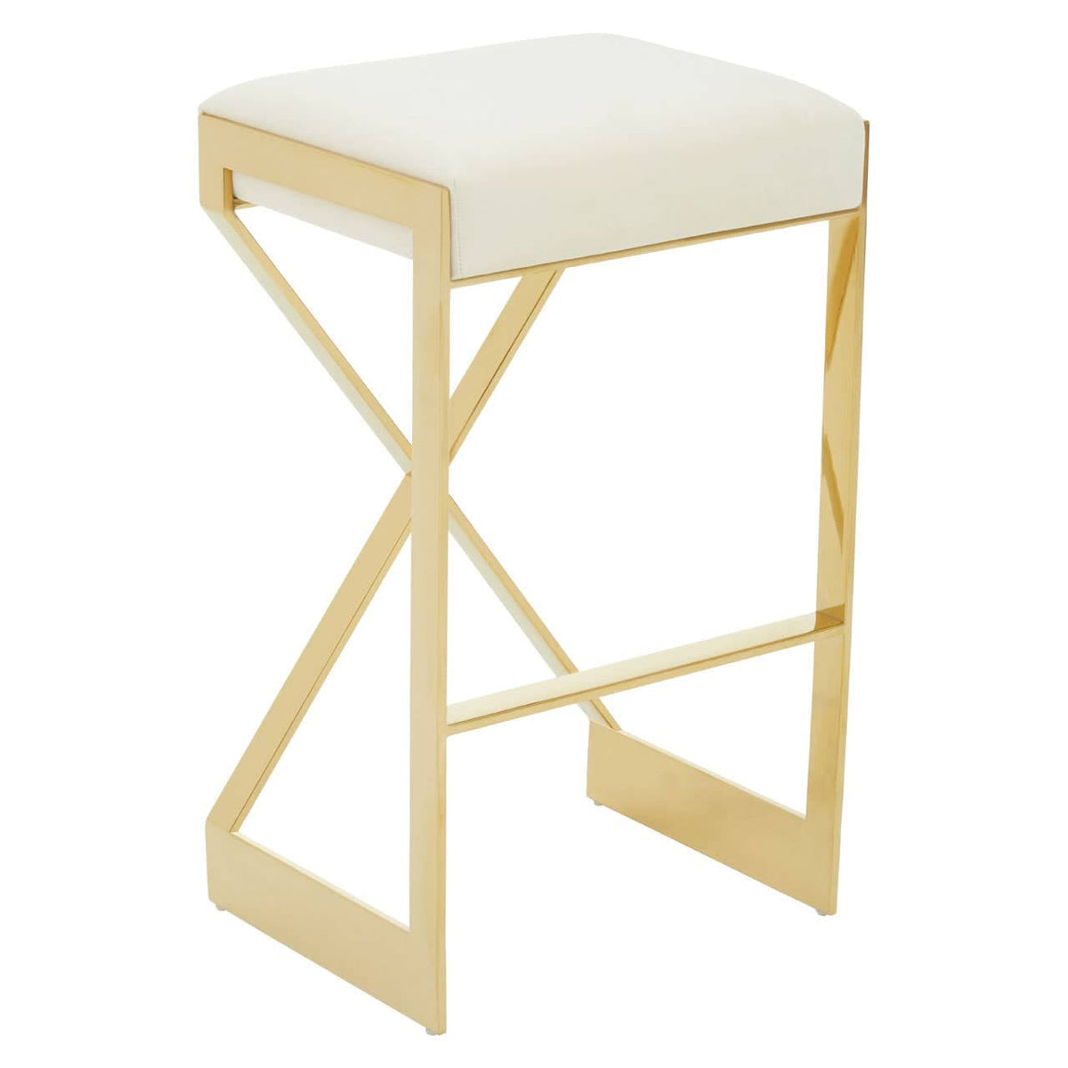 Azalea Ivory And Gold Finish Bar Stool.