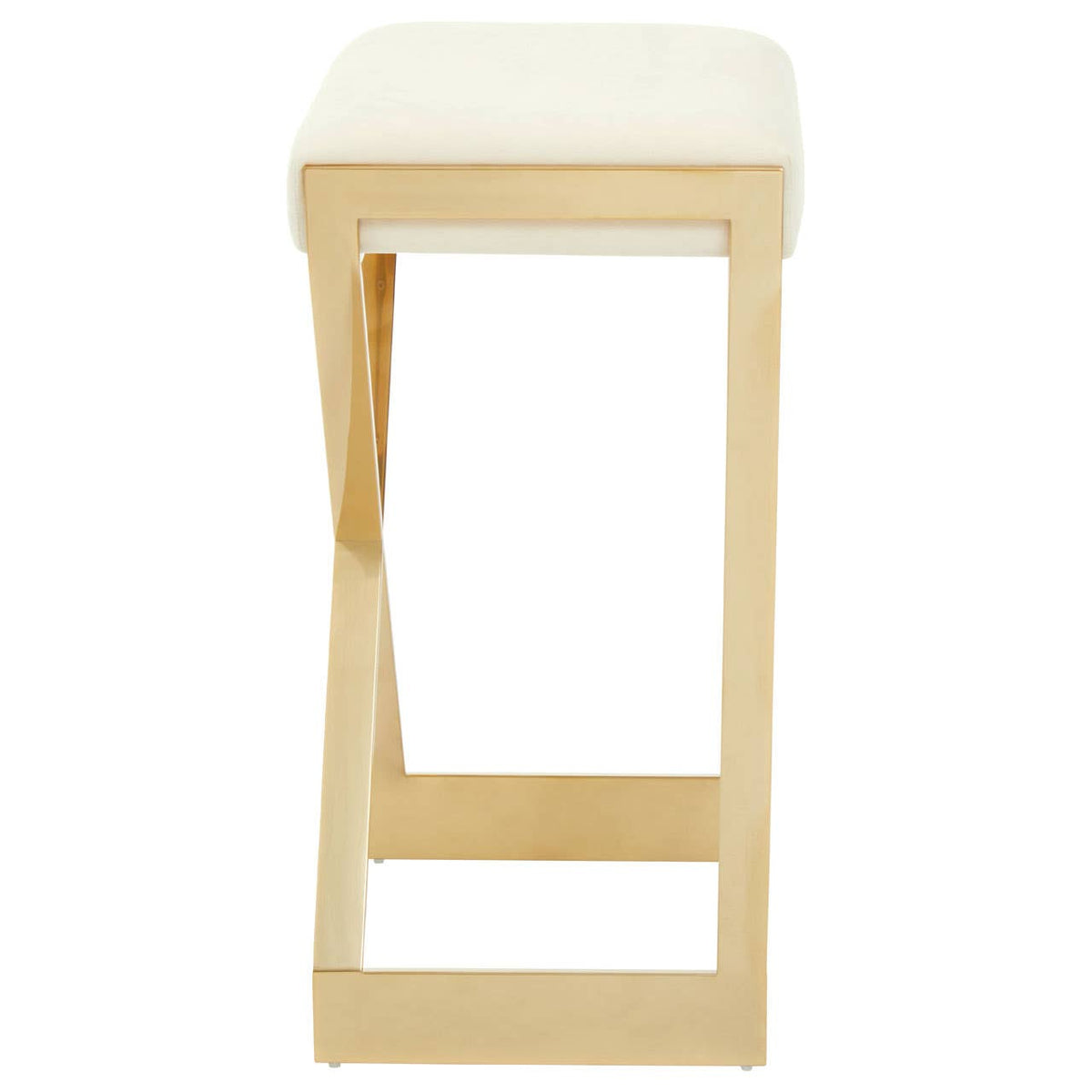 Azalea Ivory And Gold Finish Bar Stool.