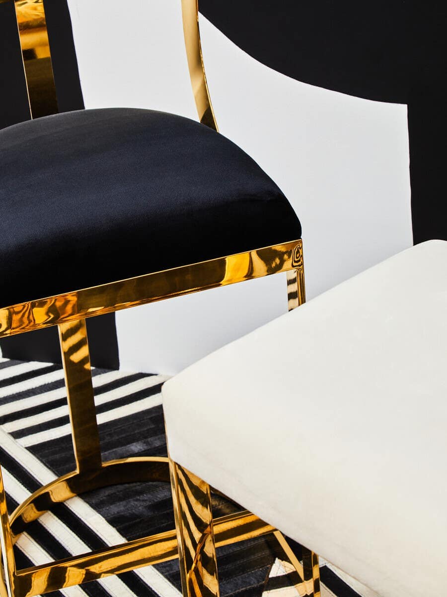 Azalea Ivory And Gold Finish Bar Stool.