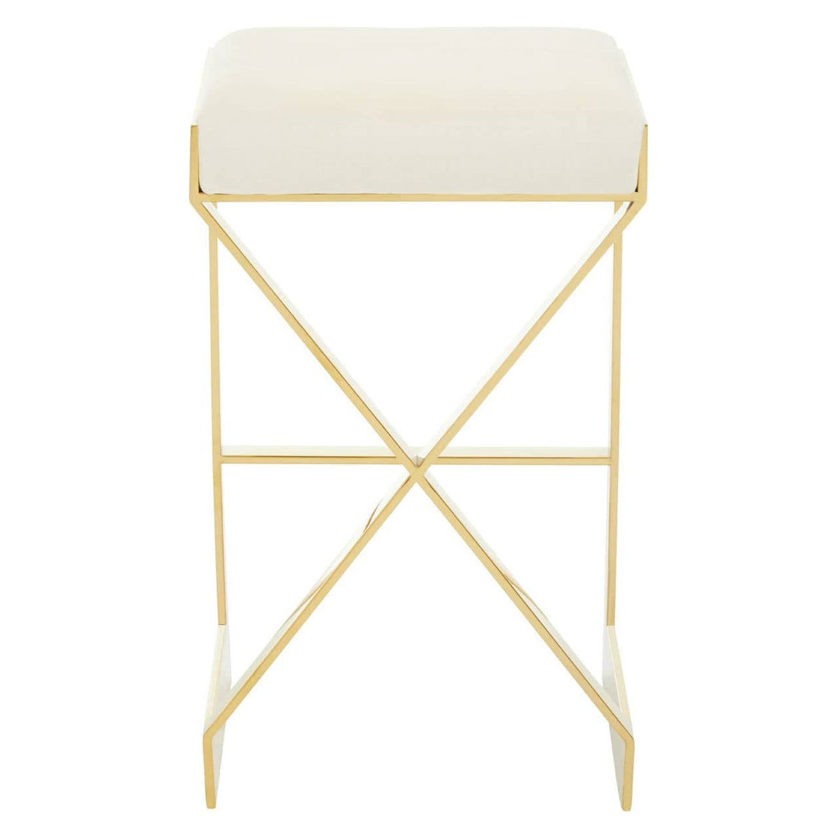 Azalea Ivory And Gold Finish Bar Stool.