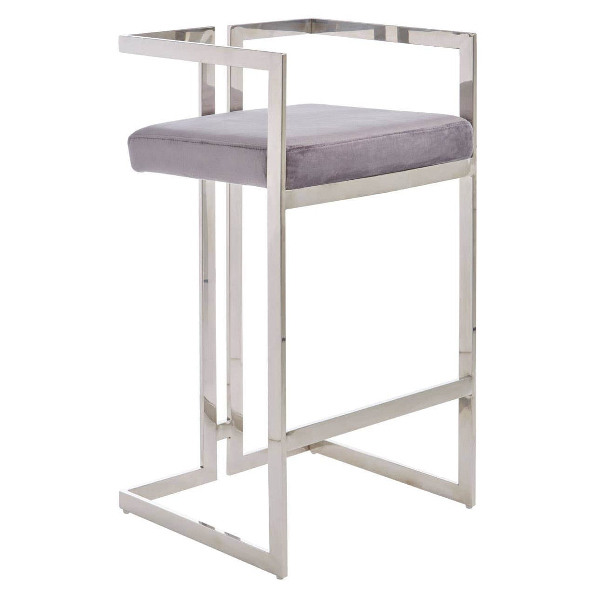 Azelia Grey Velvet Bar Stool.