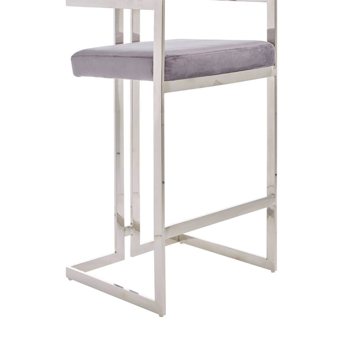 Azelia Grey Velvet Bar Stool.