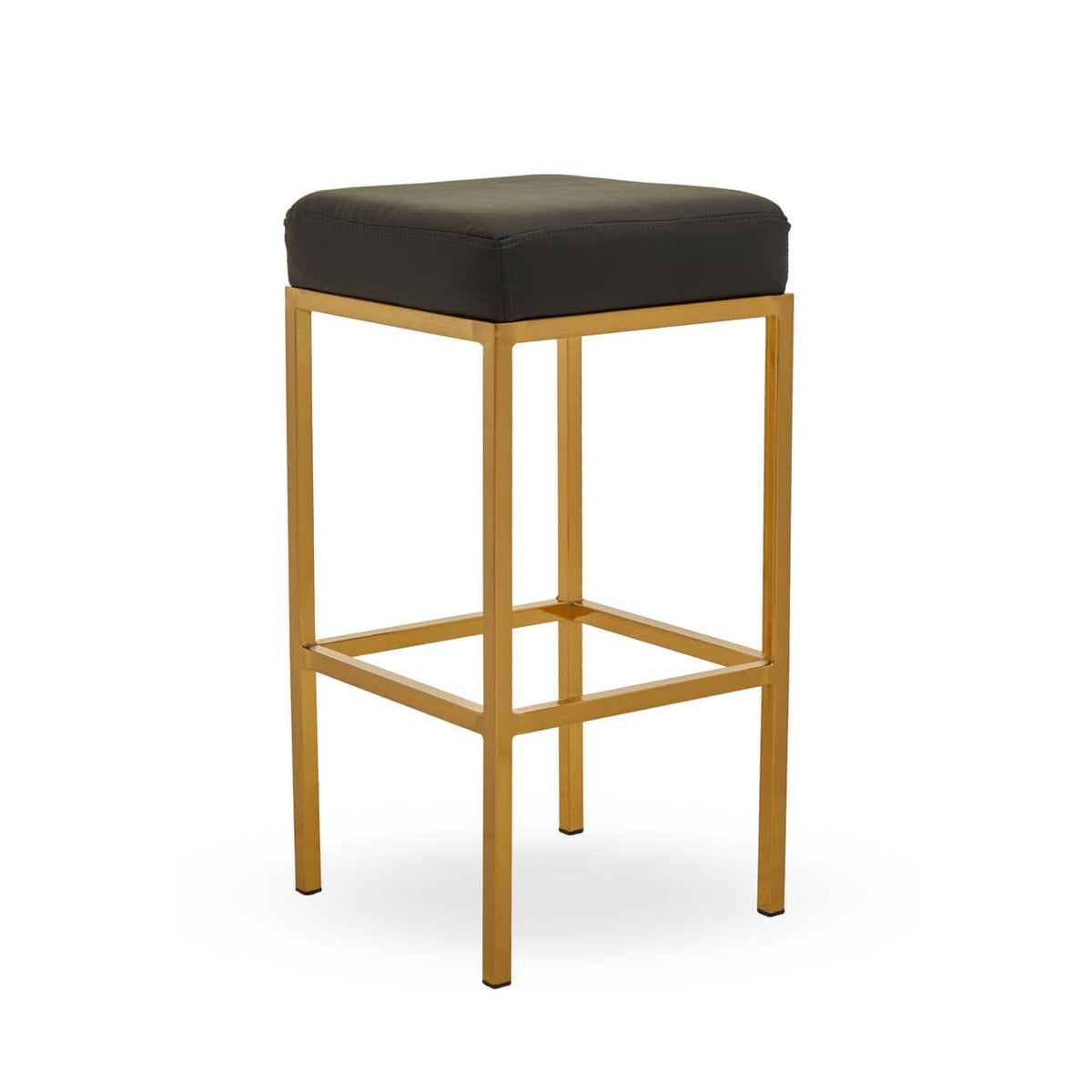 Baina Black Pu And Gold Finish Bar Stool.