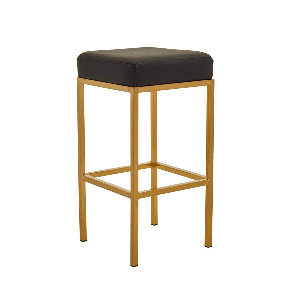 Baina Black Pu And Gold Finish Bar Stool.