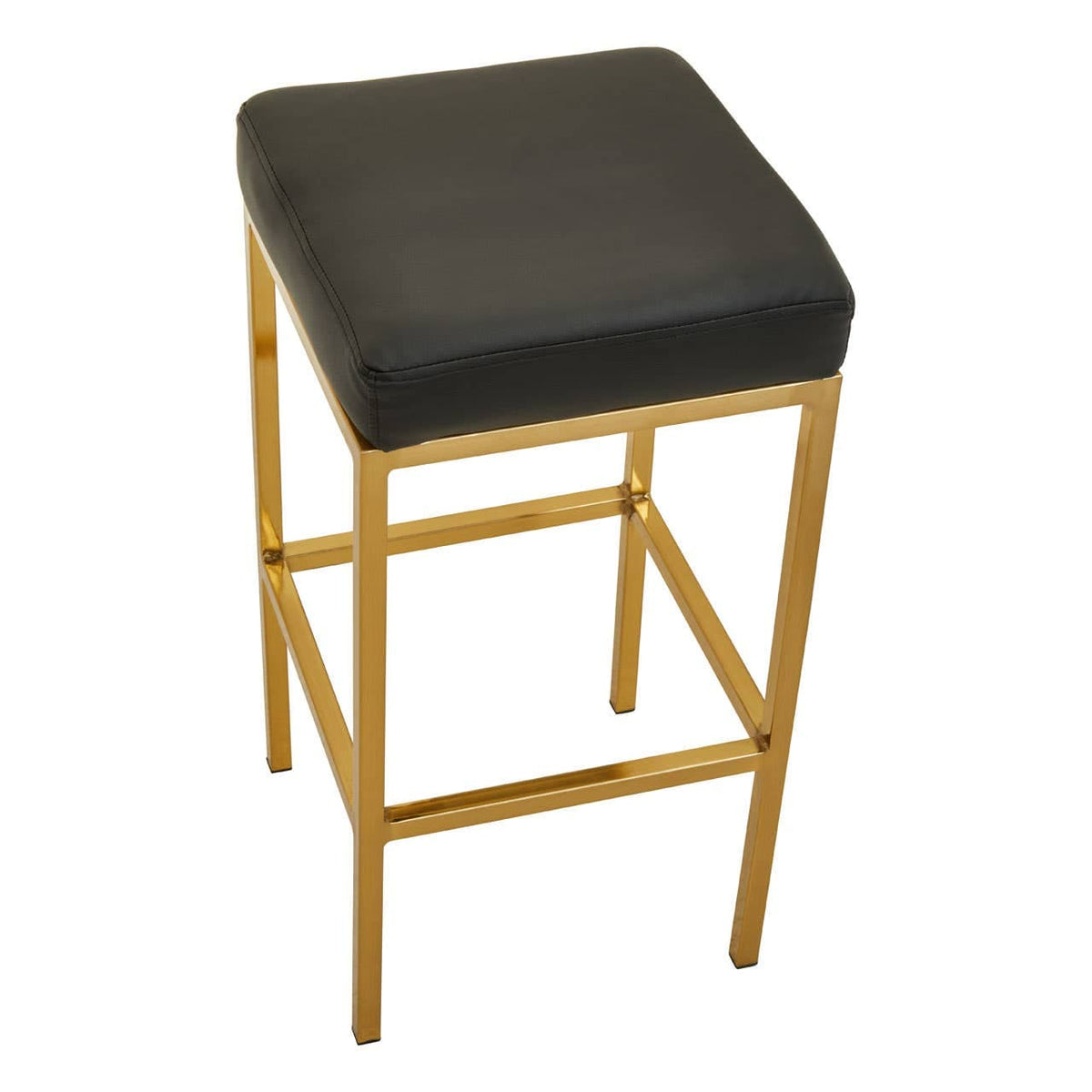 Baina Black Pu And Gold Finish Bar Stool.