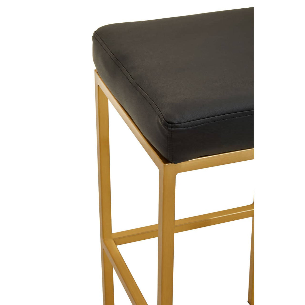 Baina Black Pu And Gold Finish Bar Stool.