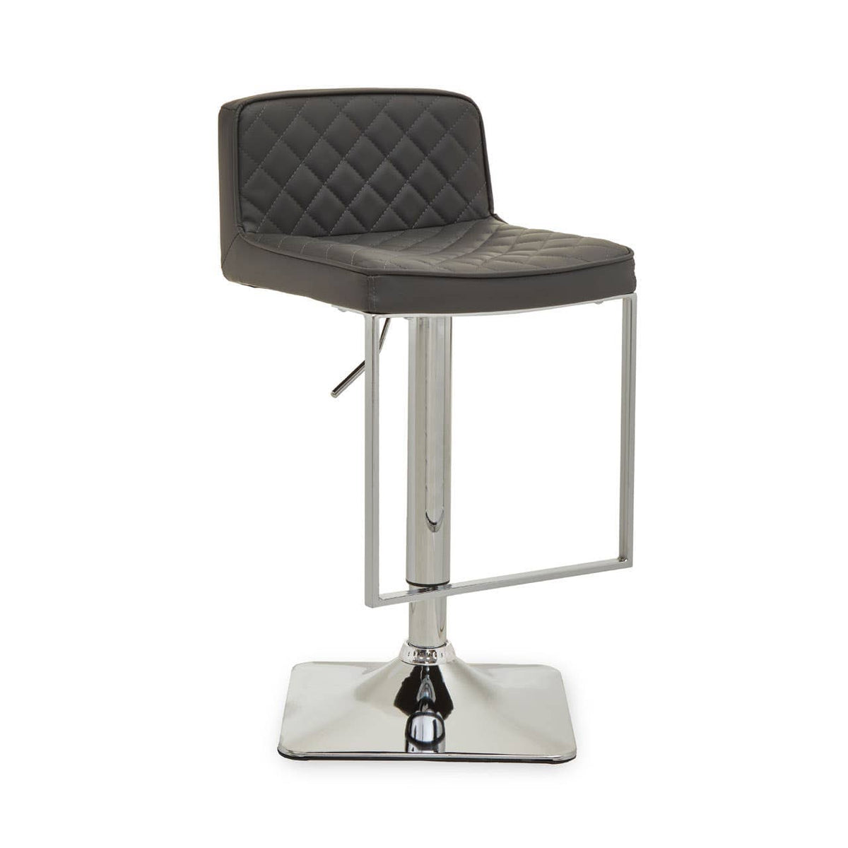 Baina Dark Grey And Chrome Square Base Bar Stool.