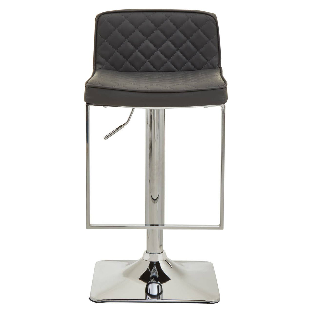 Baina Dark Grey And Chrome Square Base Bar Stool.