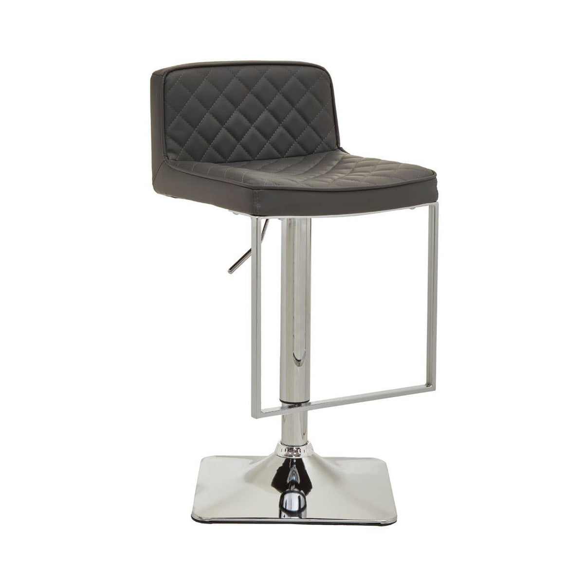 Baina Dark Grey And Chrome Square Base Bar Stool.