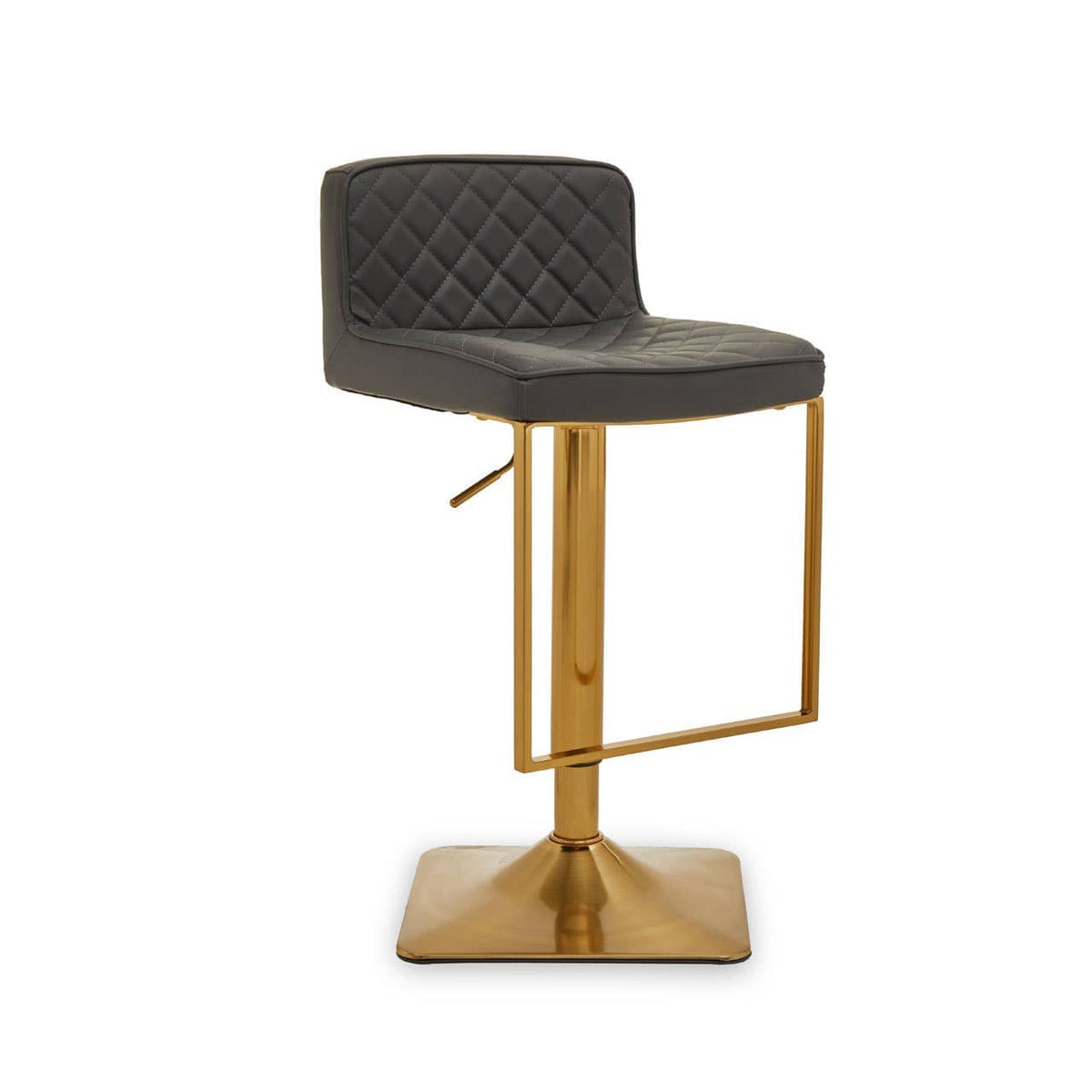 Baina Dark Grey And Gold Square Base Bar Stool.