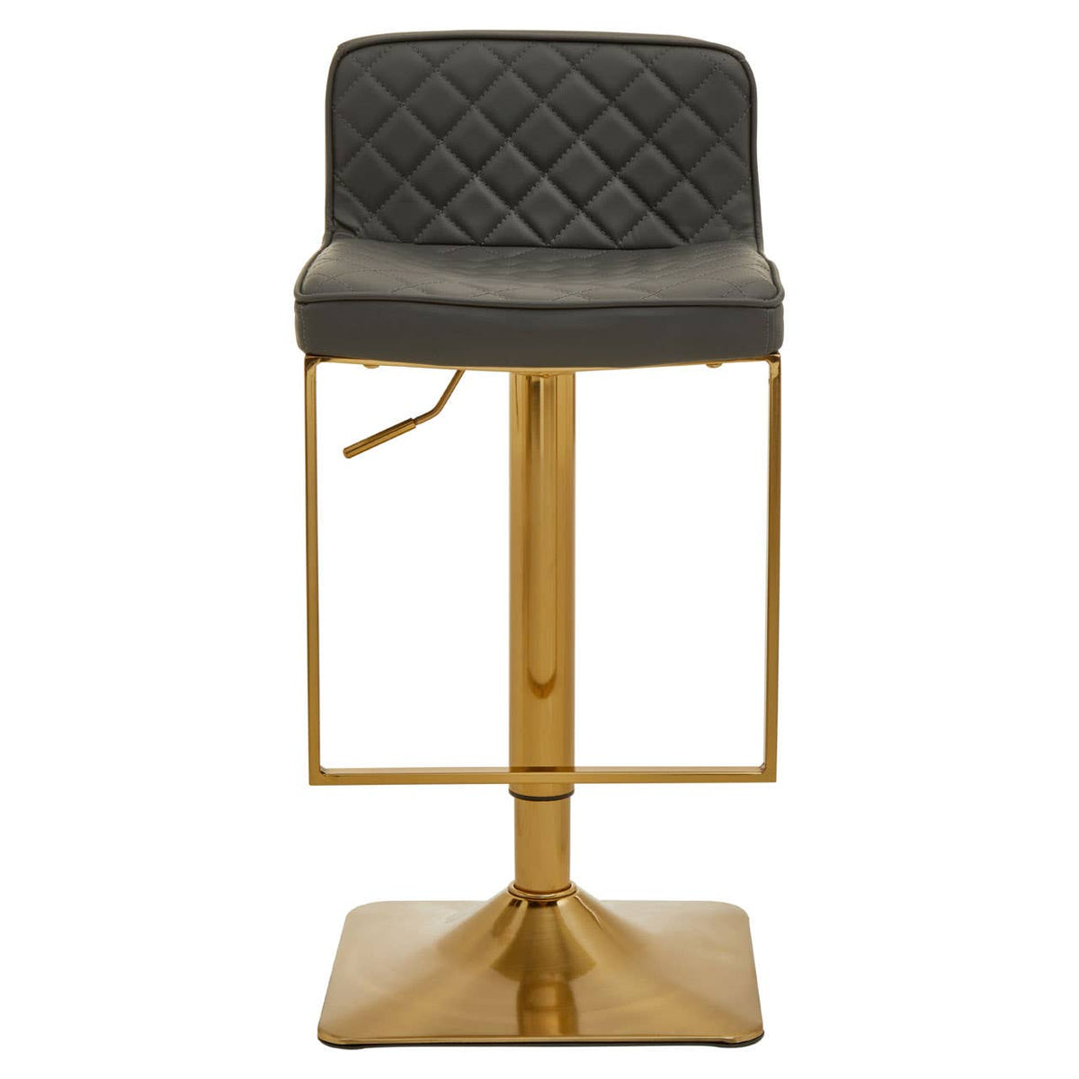 Baina Dark Grey And Gold Square Base Bar Stool.