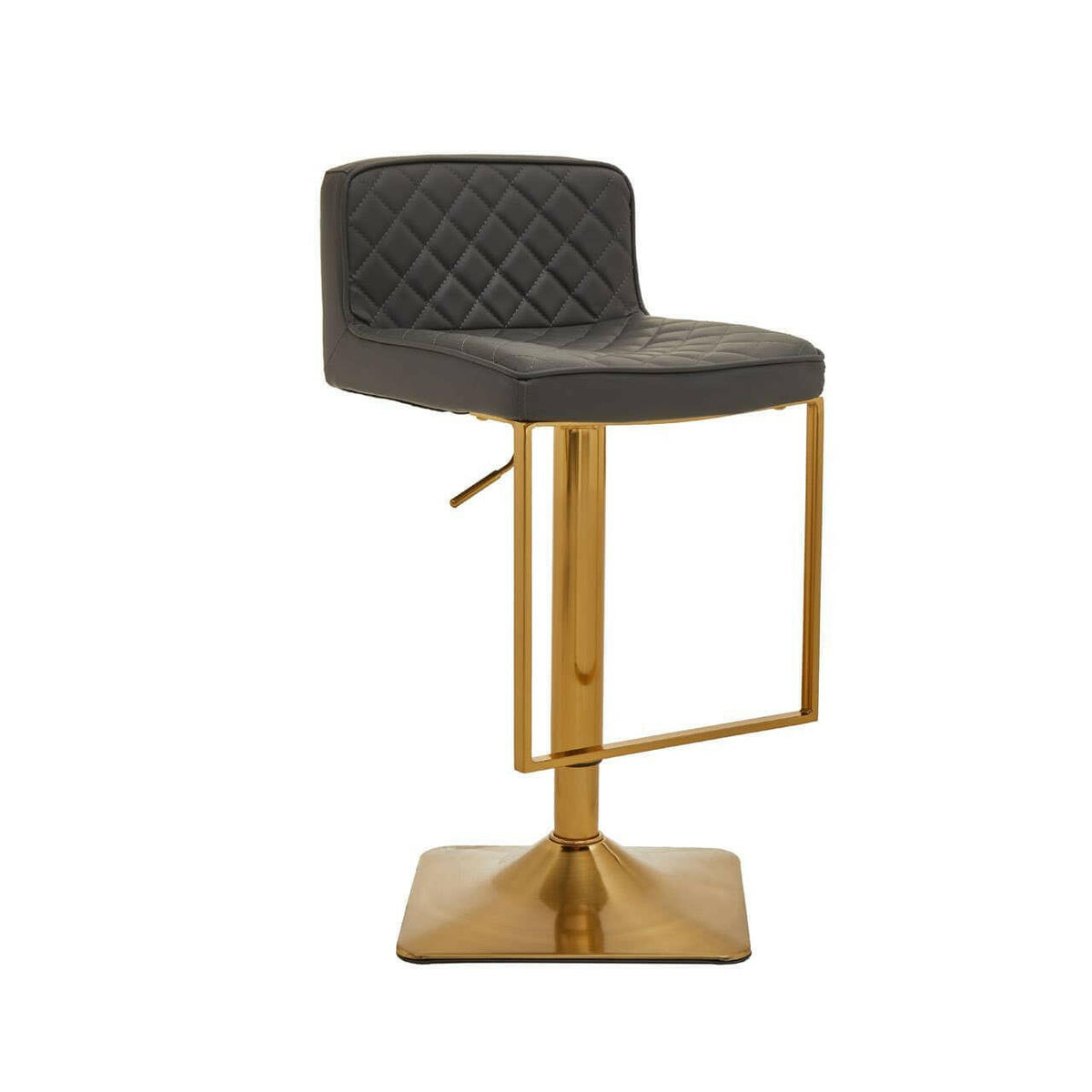 Baina Dark Grey And Gold Square Base Bar Stool.