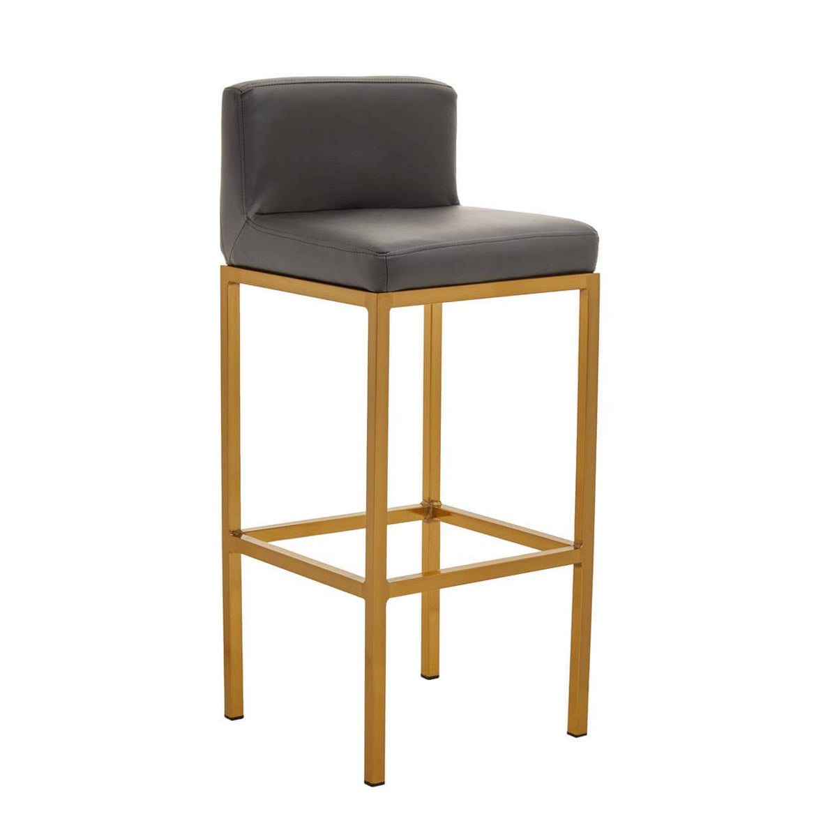 Baina Dark Grey Pu And Gold Finish Bar Chair.