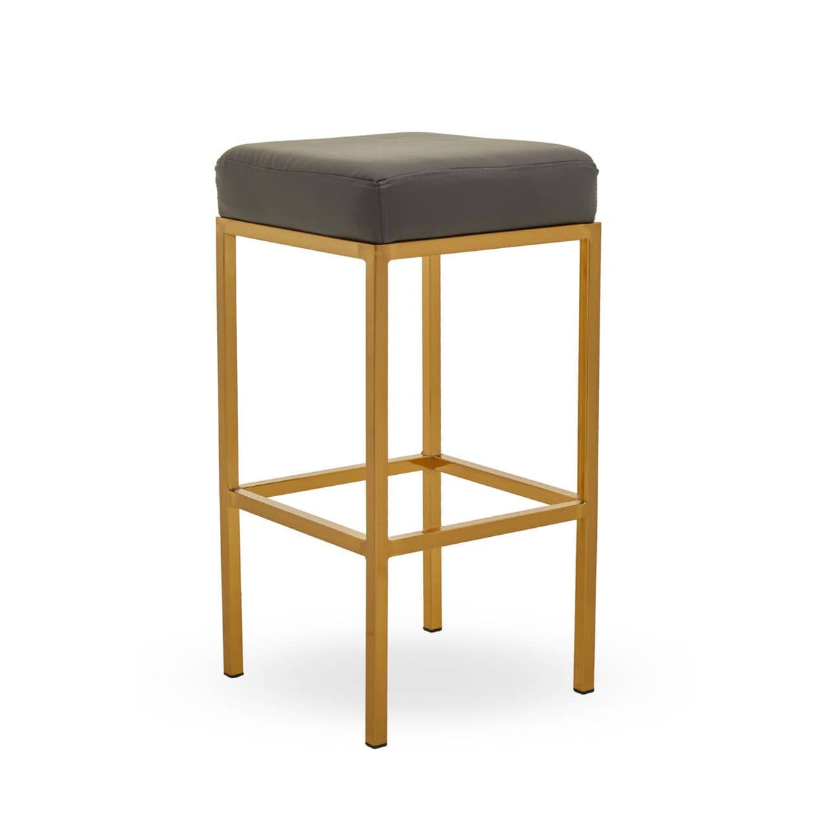 Baina Dark Grey Pu And Gold Finish Bar Stool.