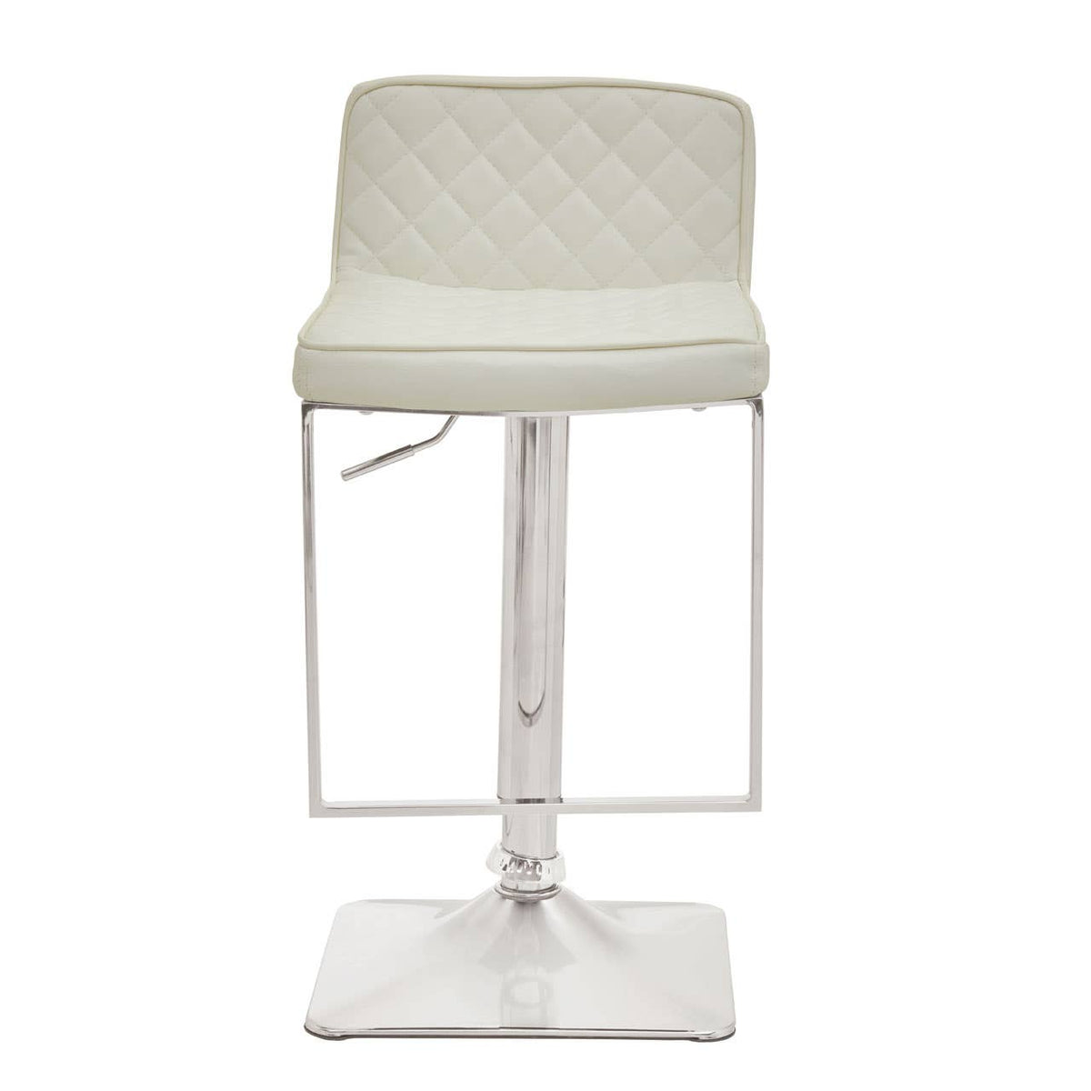 Baina White And Chrome Bar Stool With Square Base.