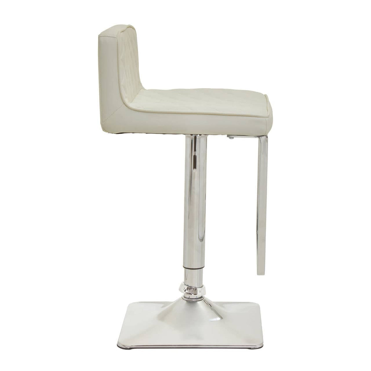 Baina White And Chrome Bar Stool With Square Base.