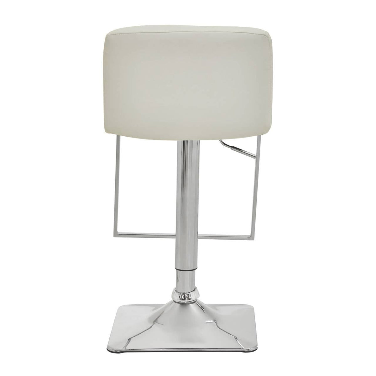 Baina White And Chrome Bar Stool With Square Base.