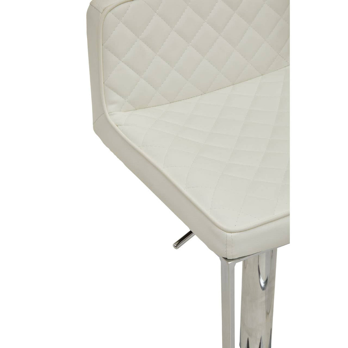 Baina White And Chrome Bar Stool With Square Base.