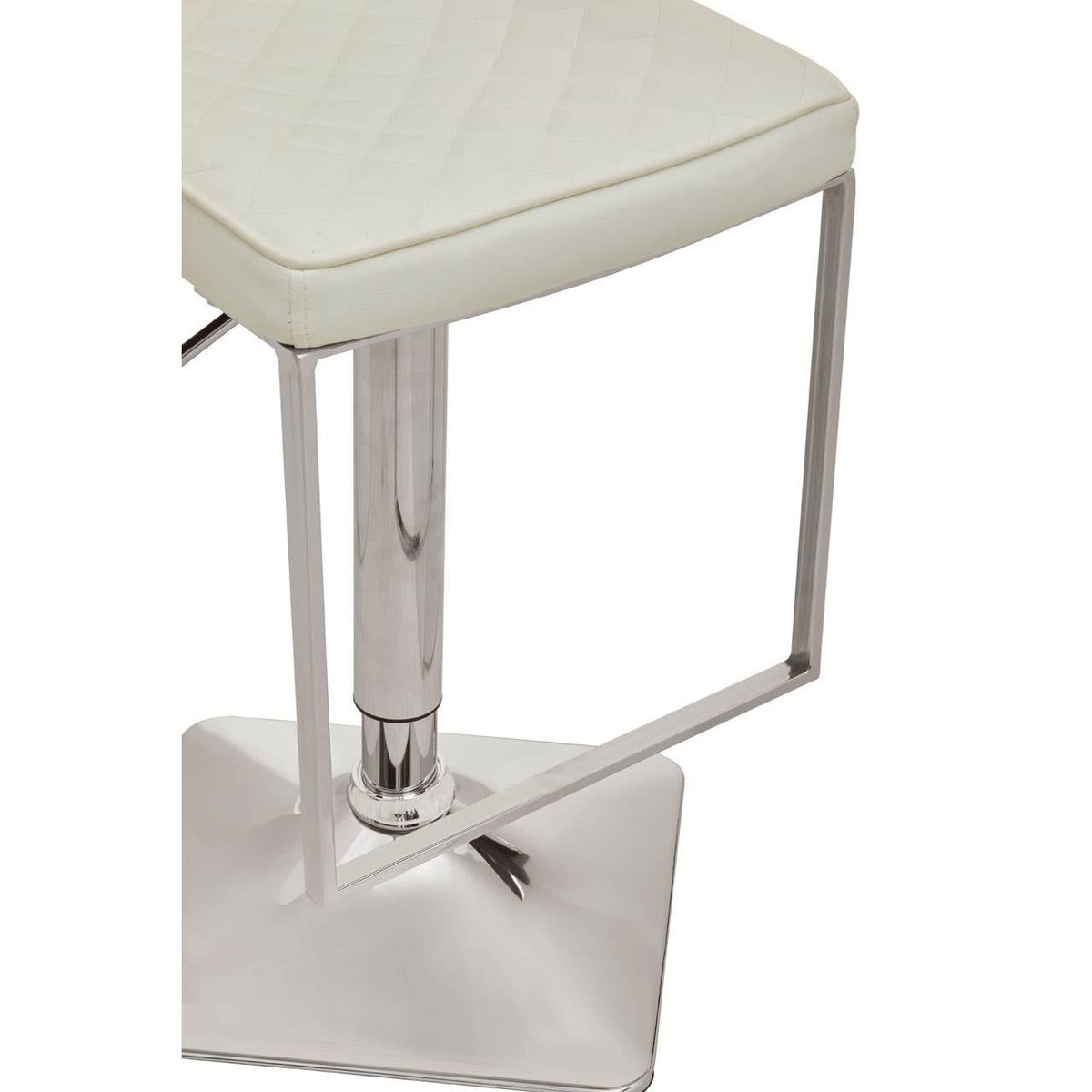 Baina White And Chrome Bar Stool With Square Base.