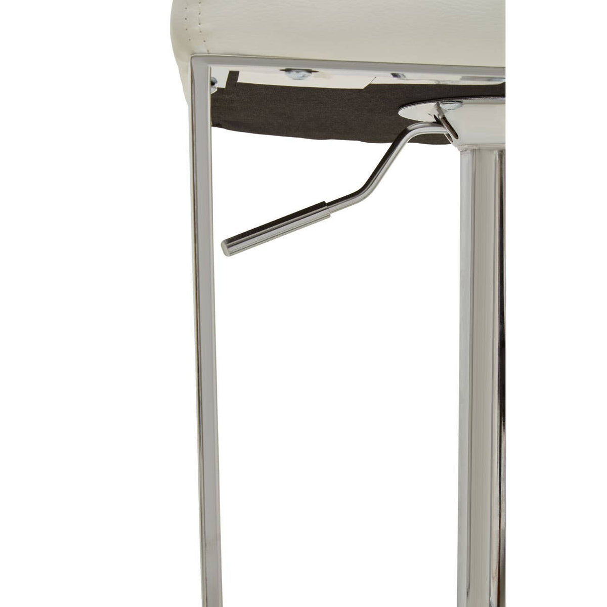 Baina White And Chrome Bar Stool With Square Base.