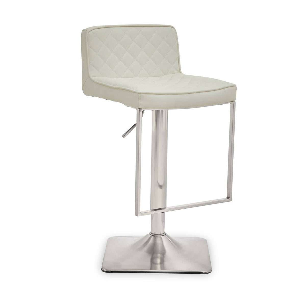 Baina White And Chrome Bar Stool With Square Base.