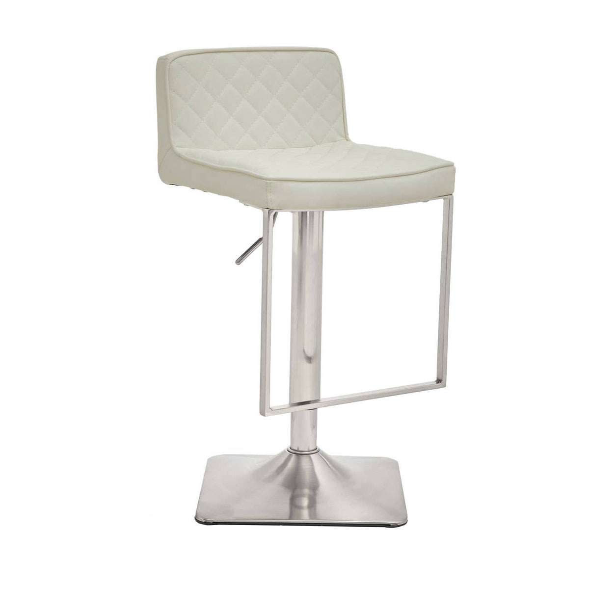Baina White And Chrome Bar Stool With Square Base.