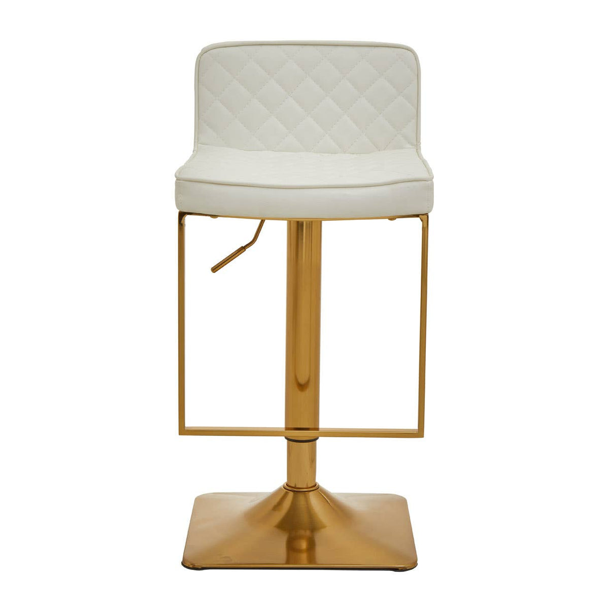 Baina White And Gold Bar Stool With Square Base.