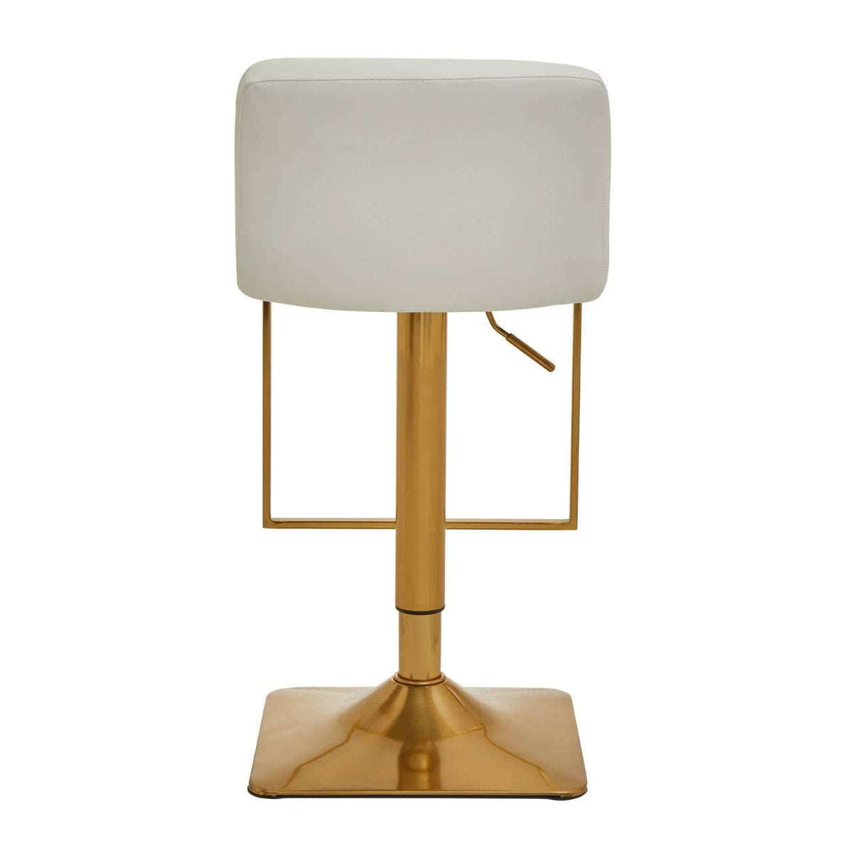 Baina White And Gold Bar Stool With Square Base.