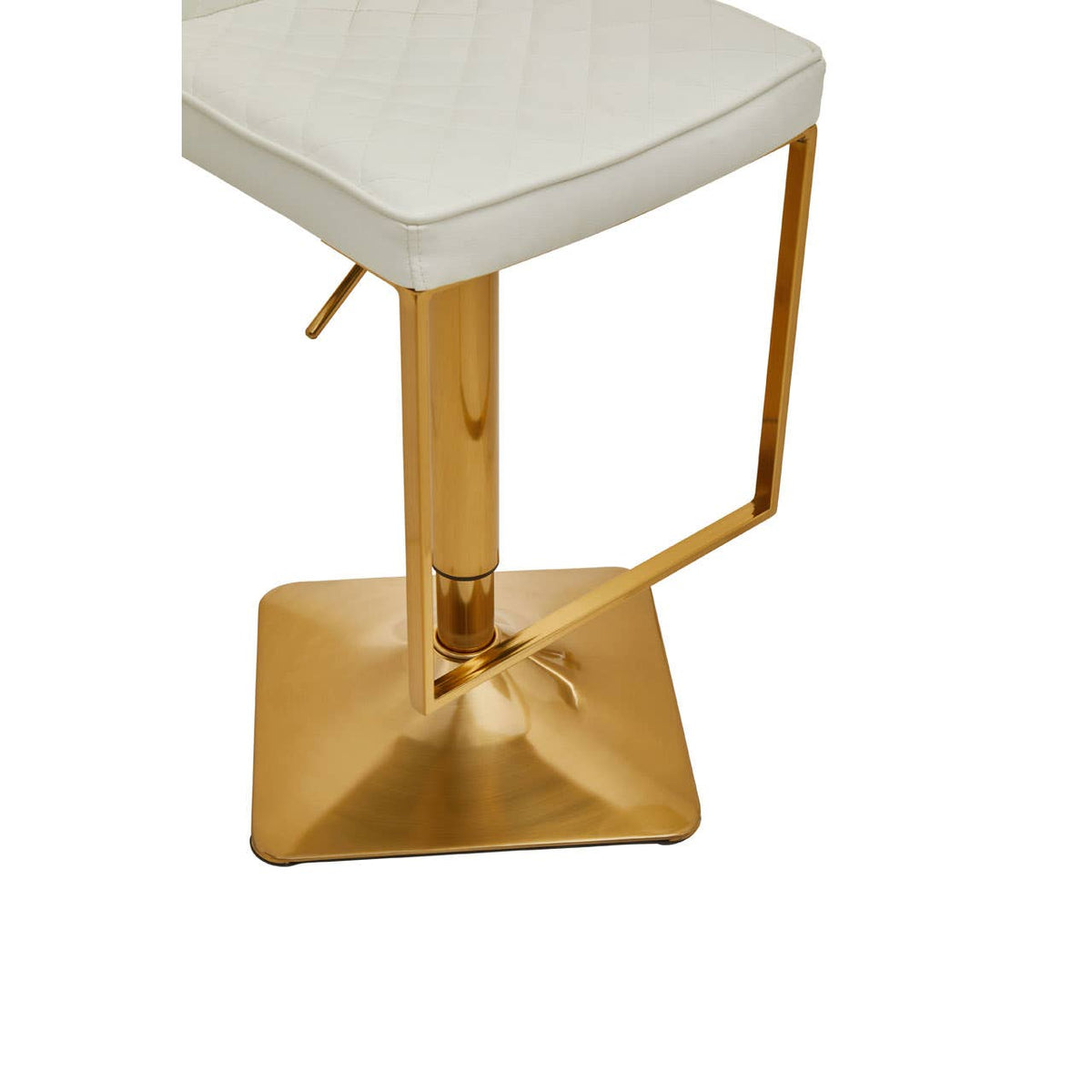 Baina White And Gold Bar Stool With Square Base.