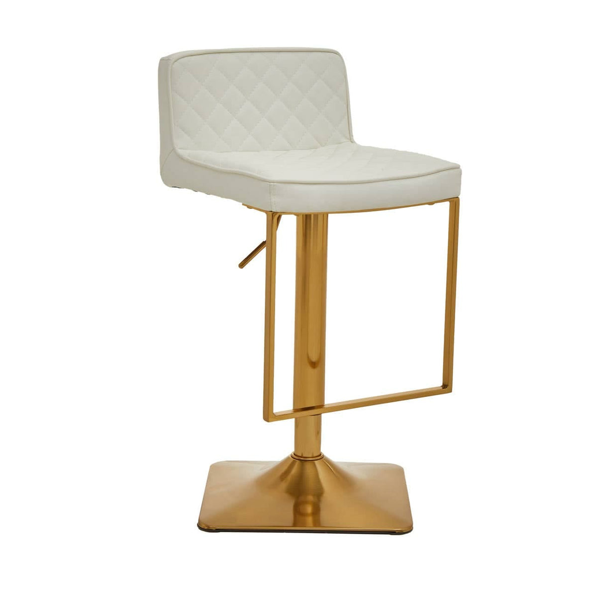 Baina White And Gold Bar Stool With Square Base.