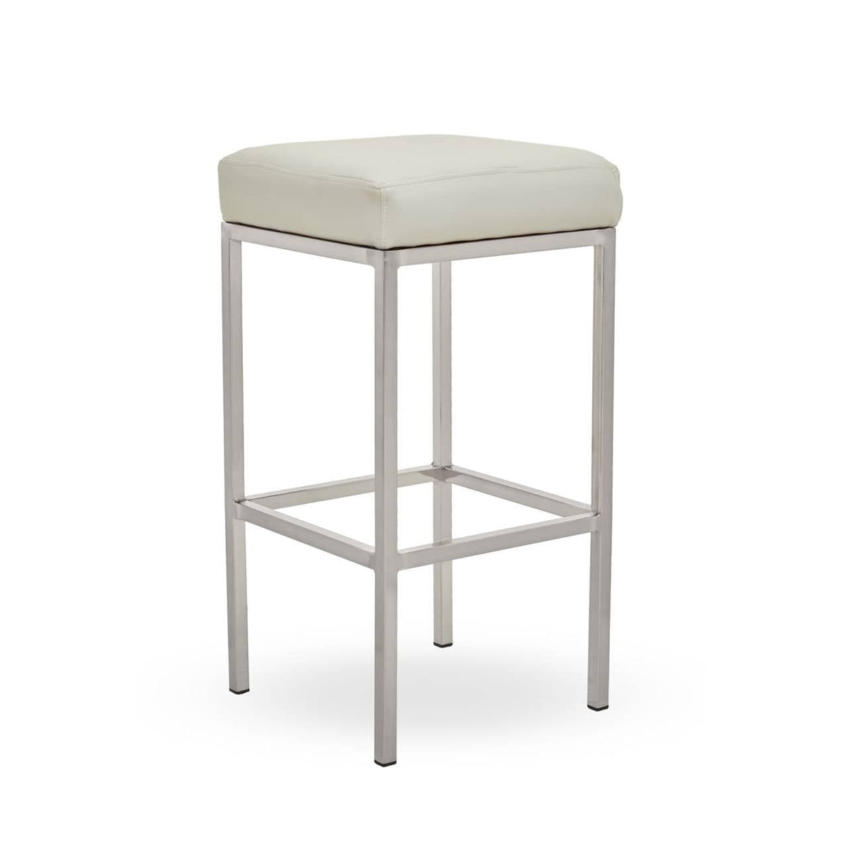Baina White Pu And Chrome Finish Bar Stool.
