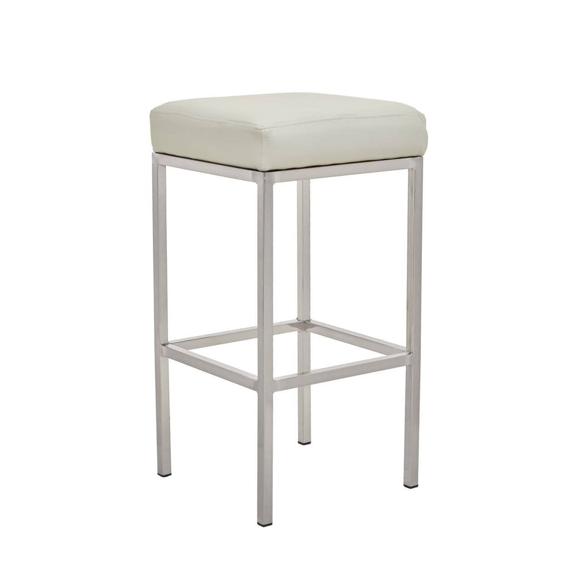 Baina White Pu And Chrome Finish Bar Stool.