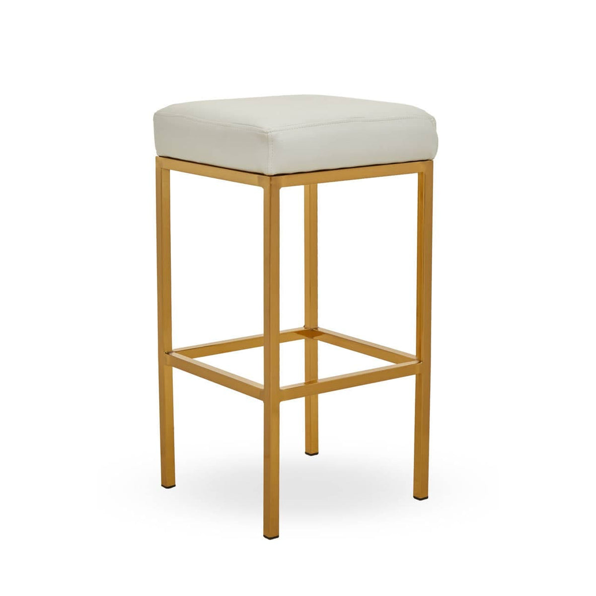 Baina White Pu And Gold Finish Bar Stool.