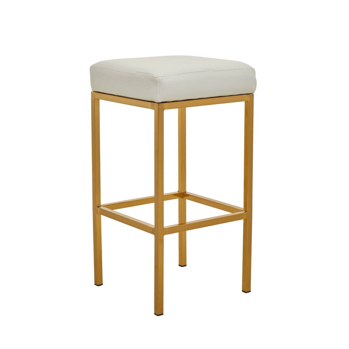 Baina White Pu And Gold Finish Bar Stool.