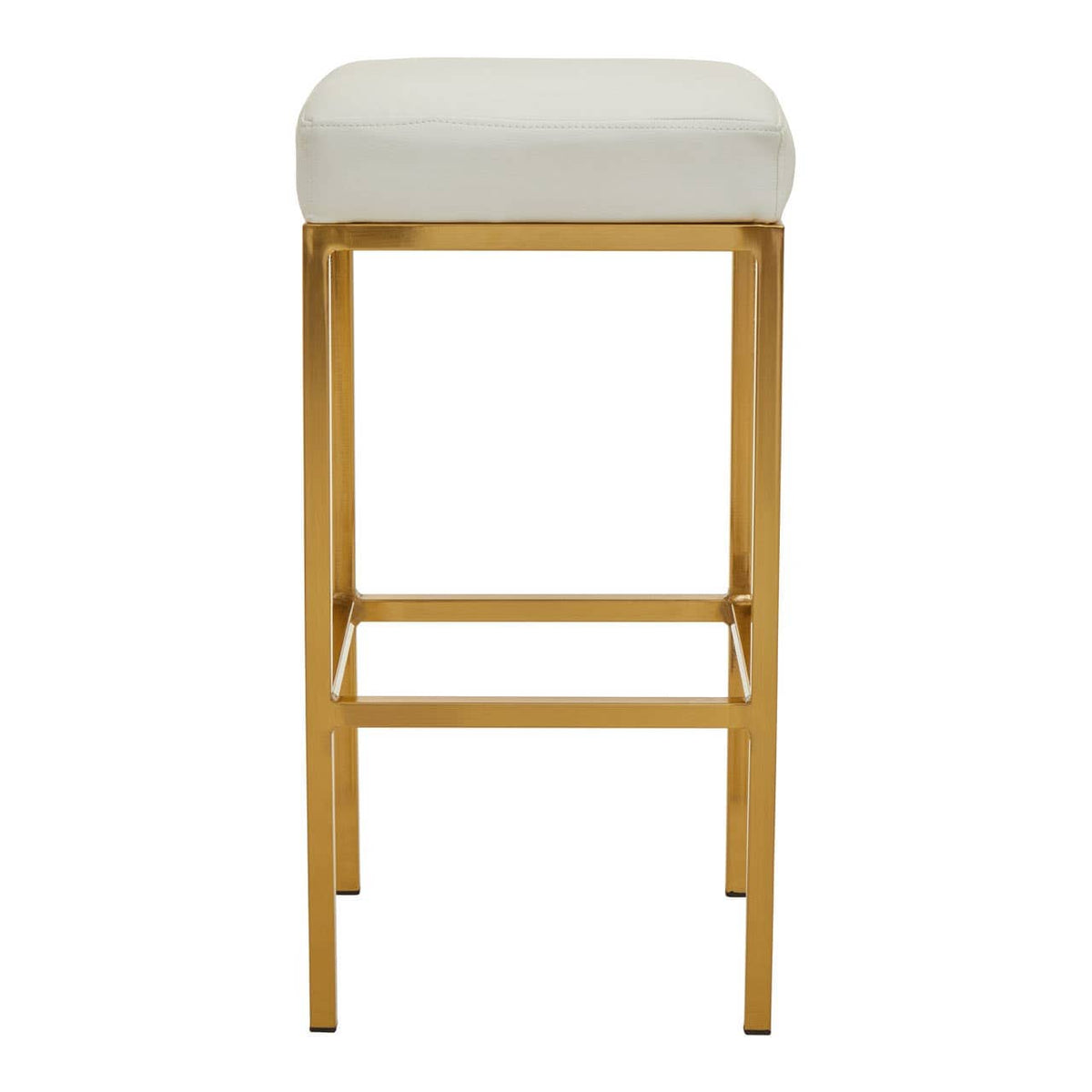 Baina White Pu And Gold Finish Bar Stool.