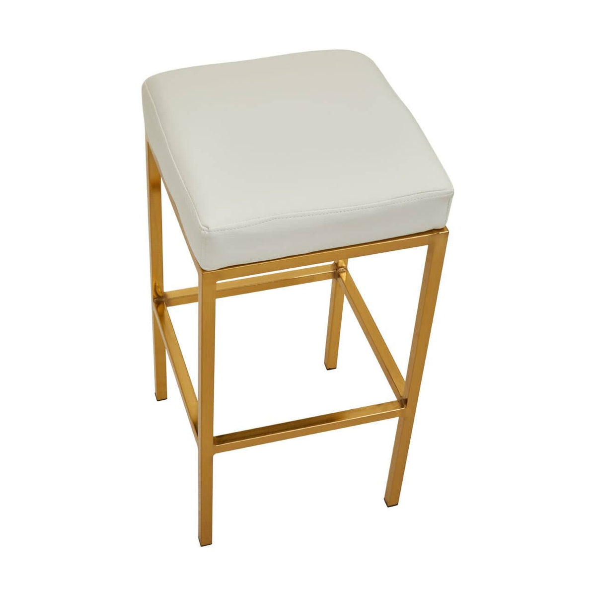 Baina White Pu And Gold Finish Bar Stool.