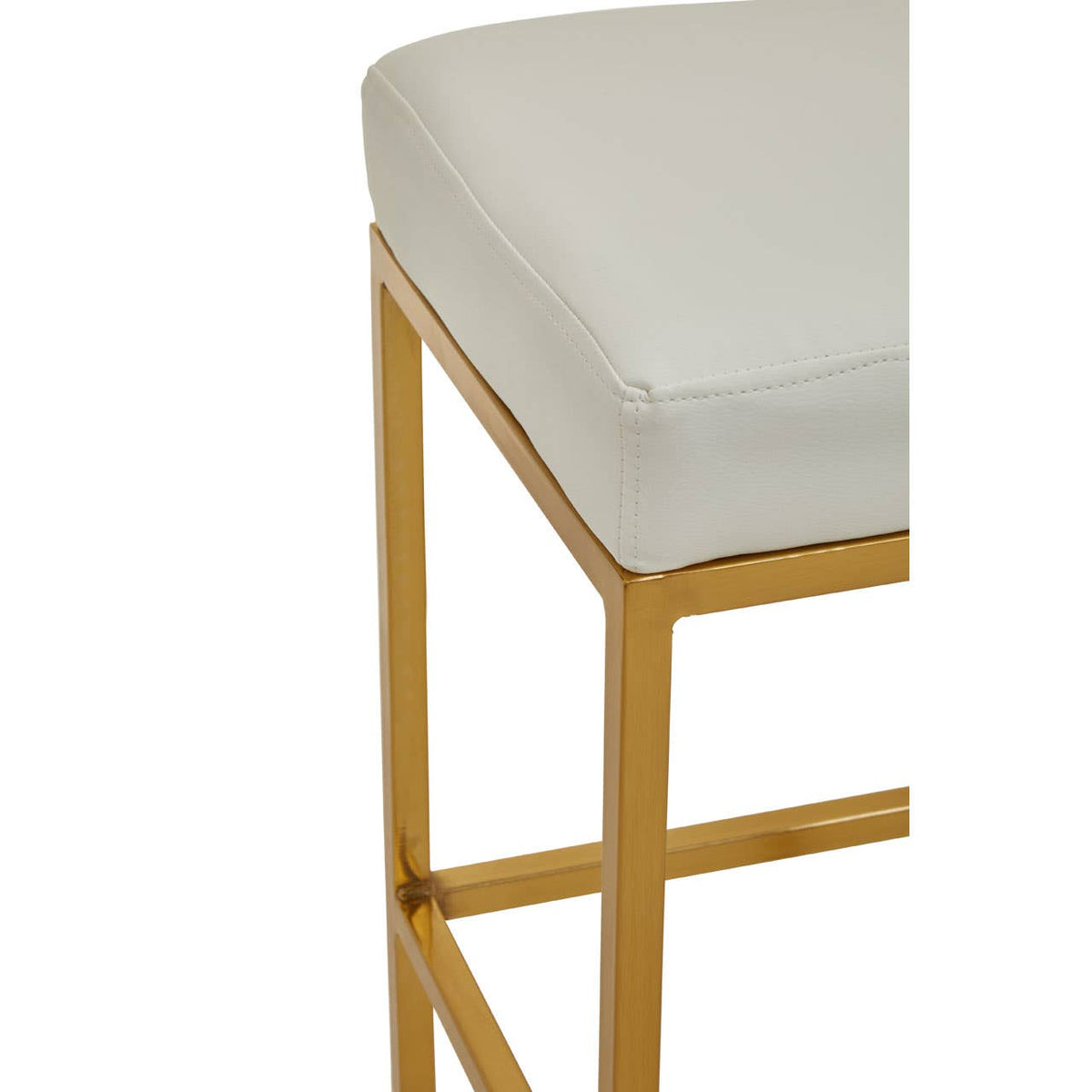 Baina White Pu And Gold Finish Bar Stool.
