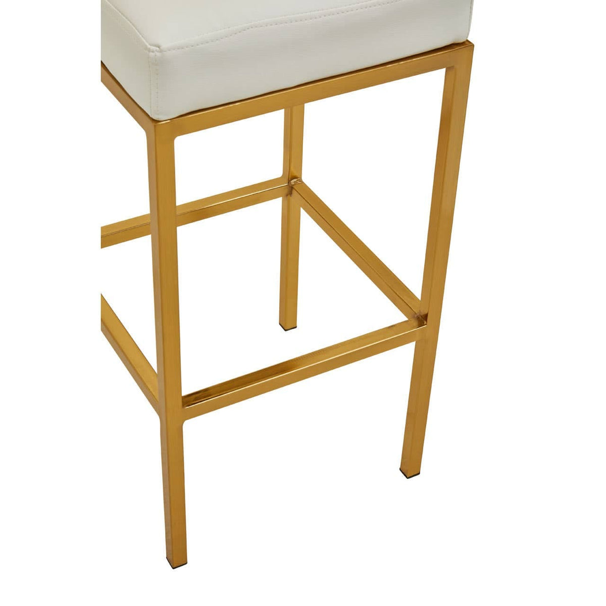 Baina White Pu And Gold Finish Bar Stool.