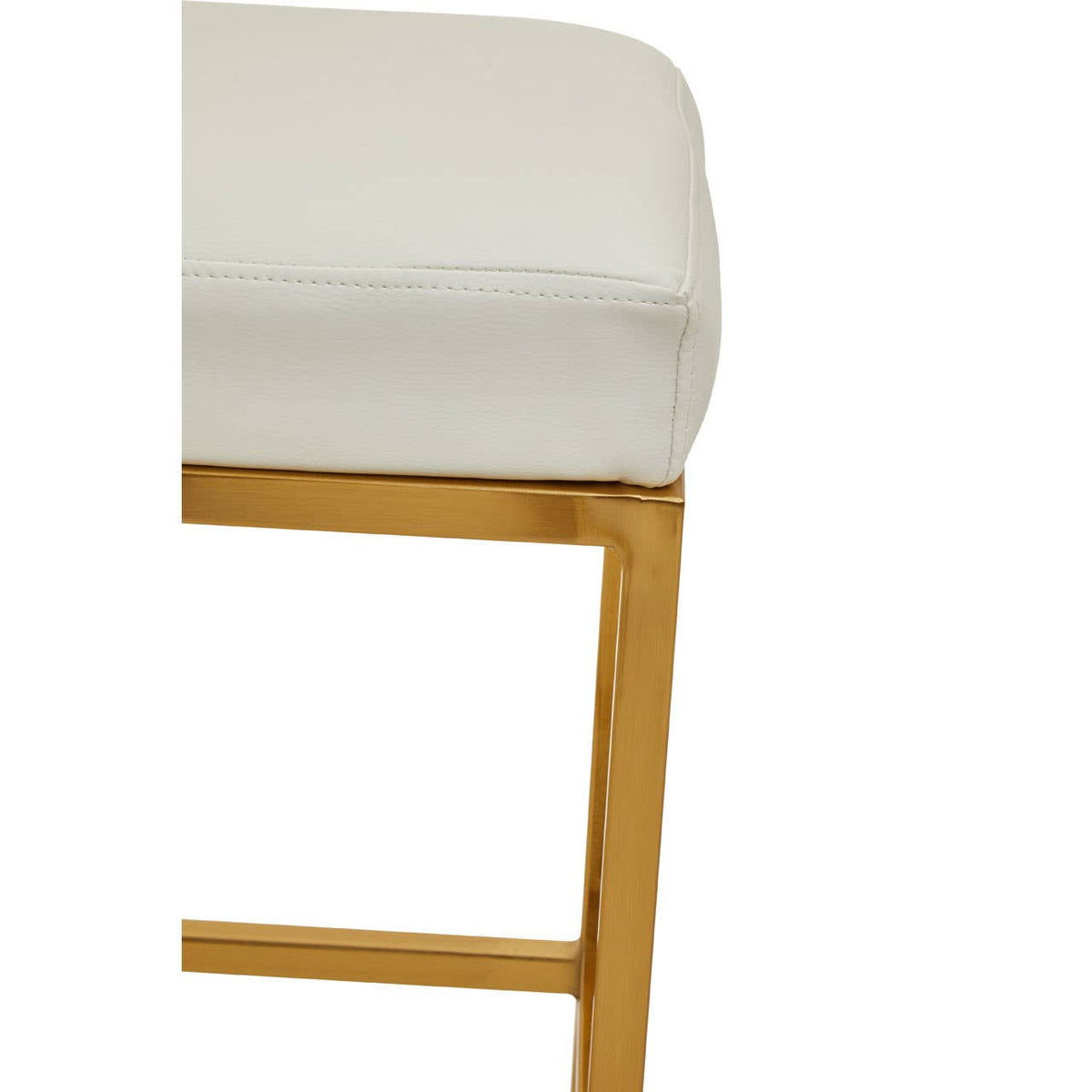 Baina White Pu And Gold Finish Bar Stool.