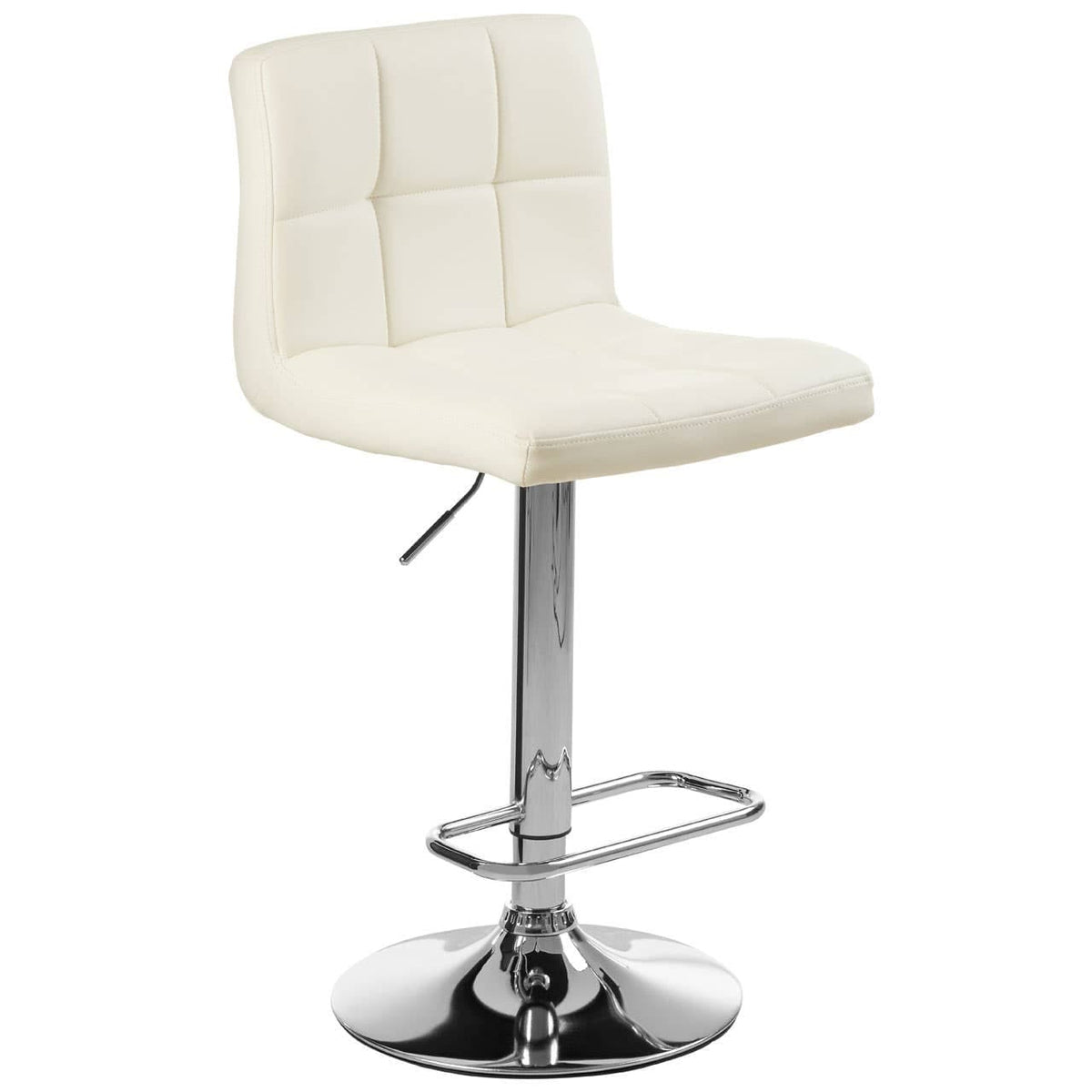 Baina White Quilted Chrome Base Bar Stool.