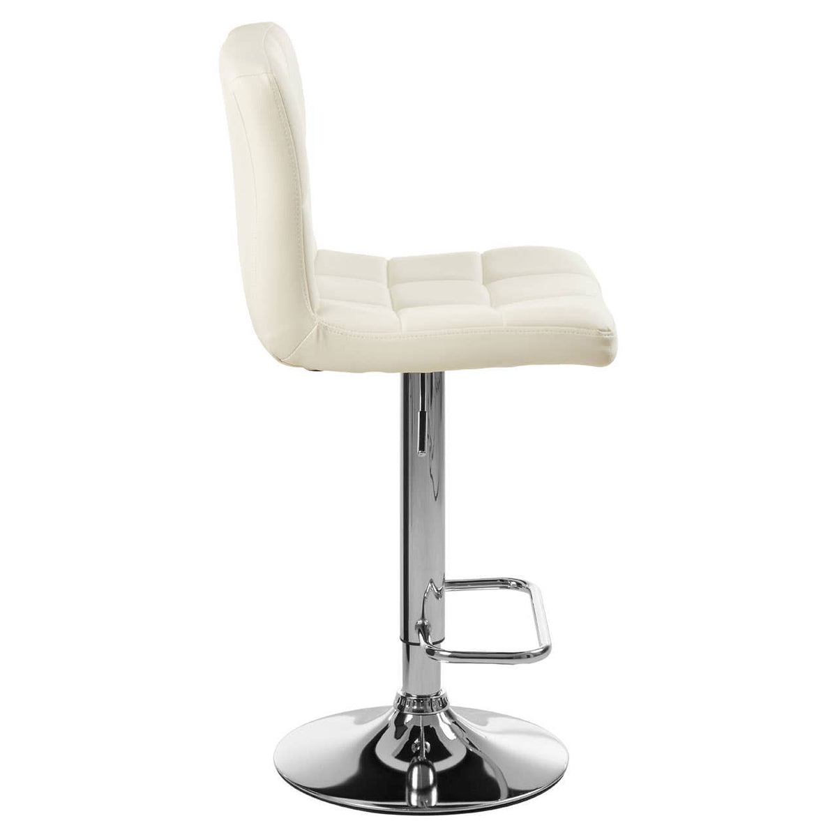 Baina White Quilted Chrome Base Bar Stool.