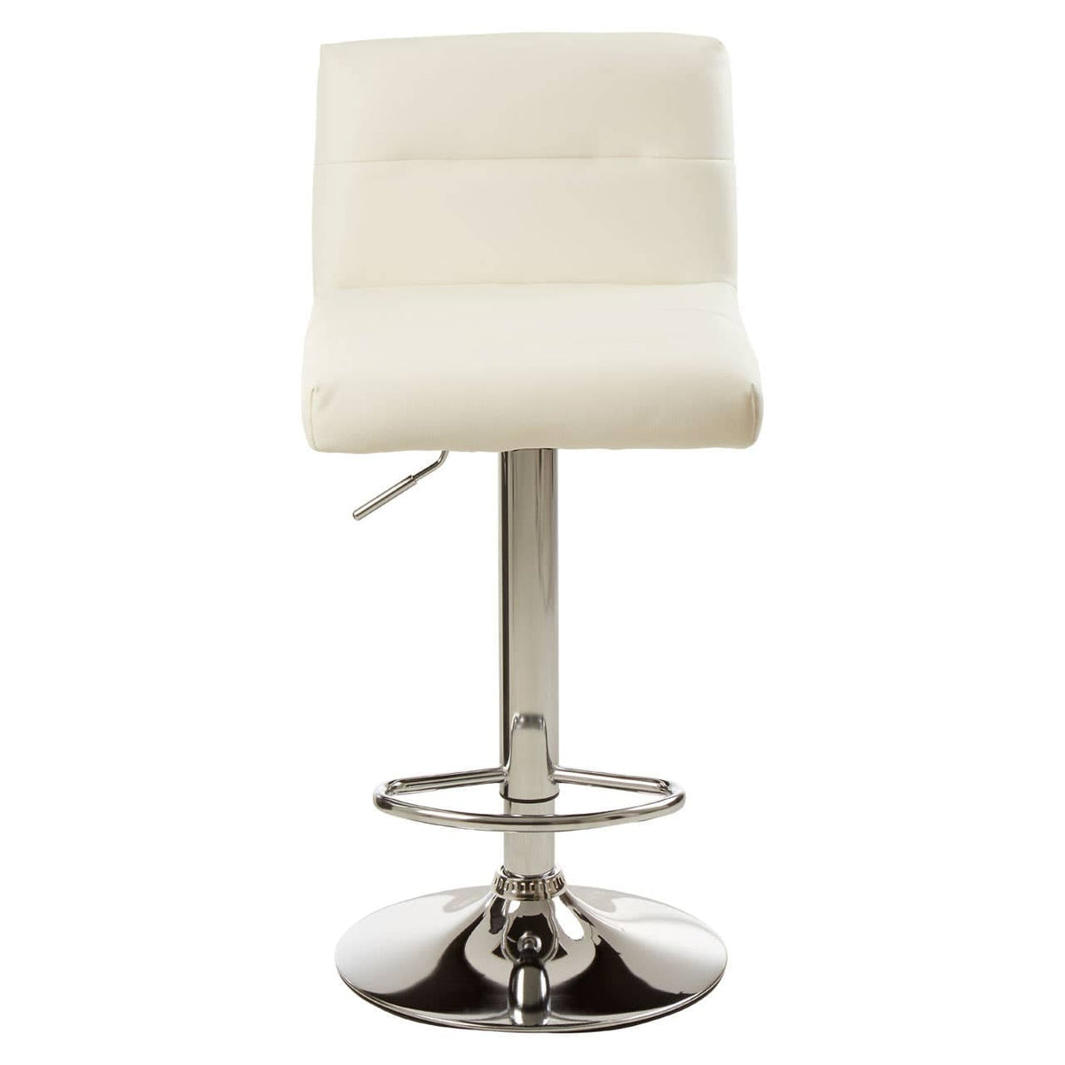 Baina White Seat Bar Stool With Chrome Base.