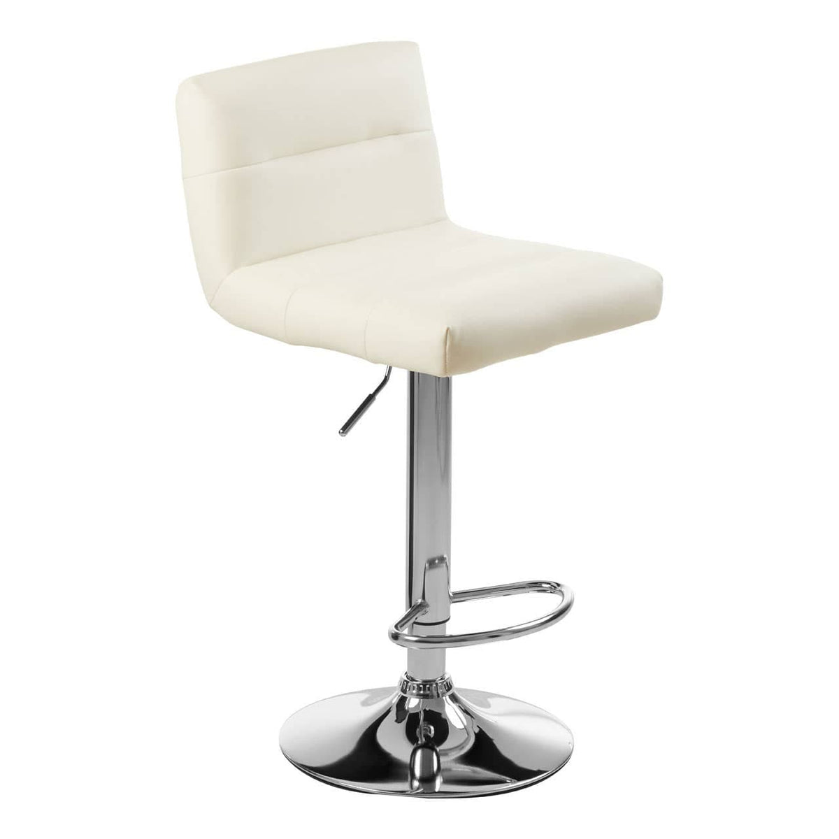 Baina White Seat Bar Stool With Chrome Base.