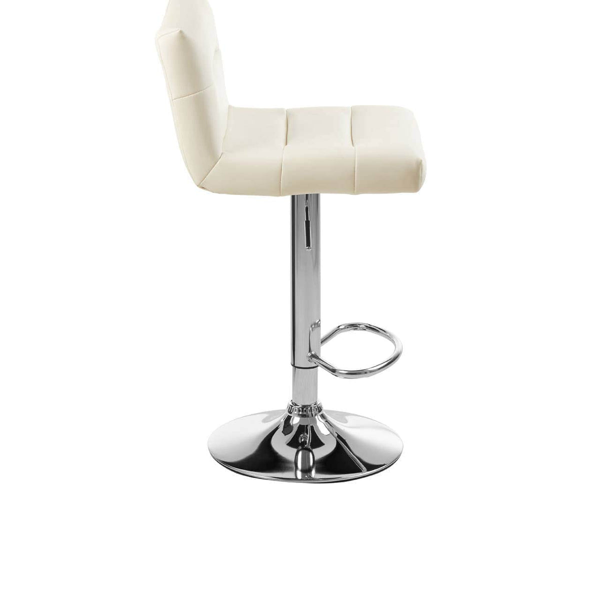 Baina White Seat Bar Stool With Chrome Base.