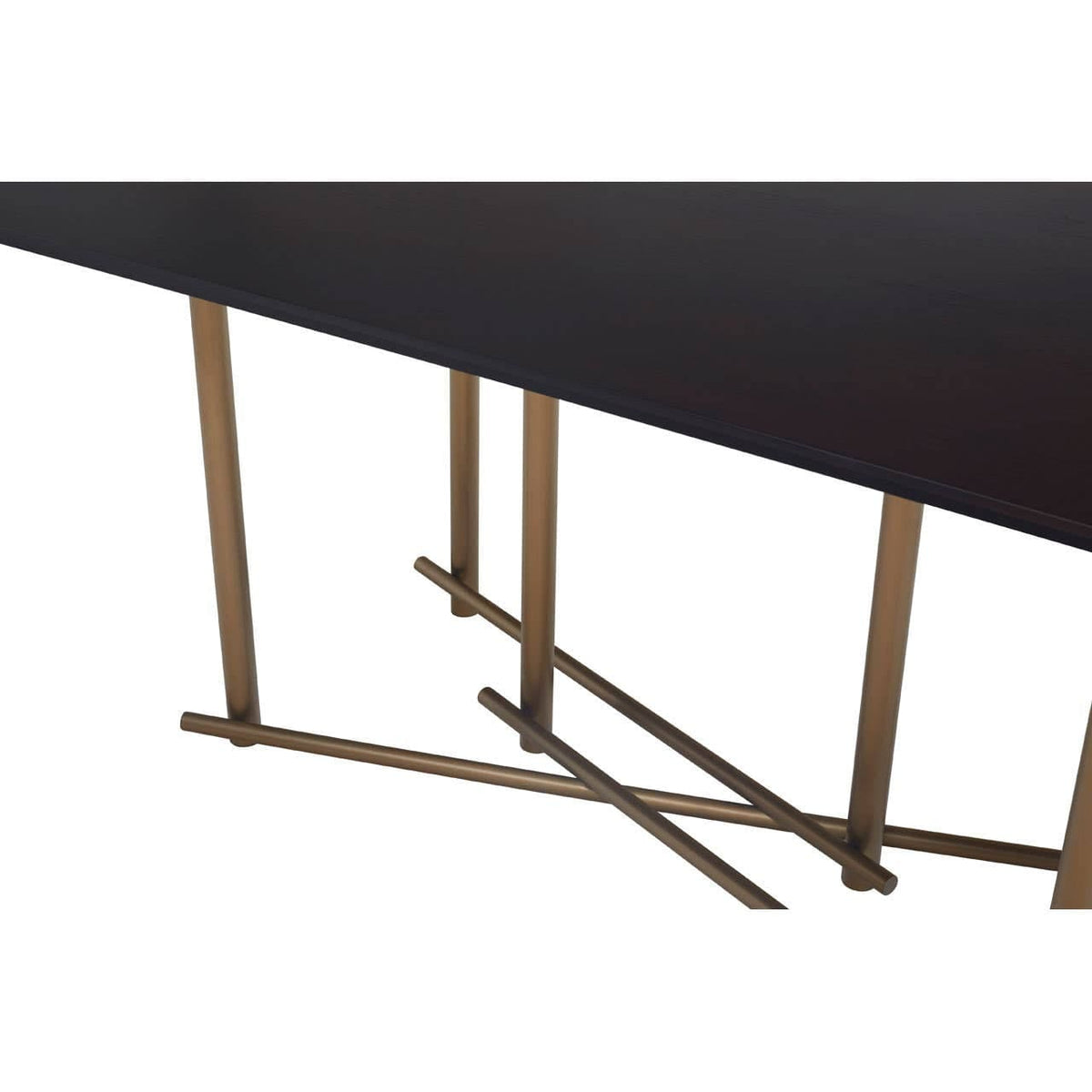 Noosa & Co. Dining Delta Walnut Veneer Dining Table with Brushed Brass Legs House of Isabella UK
