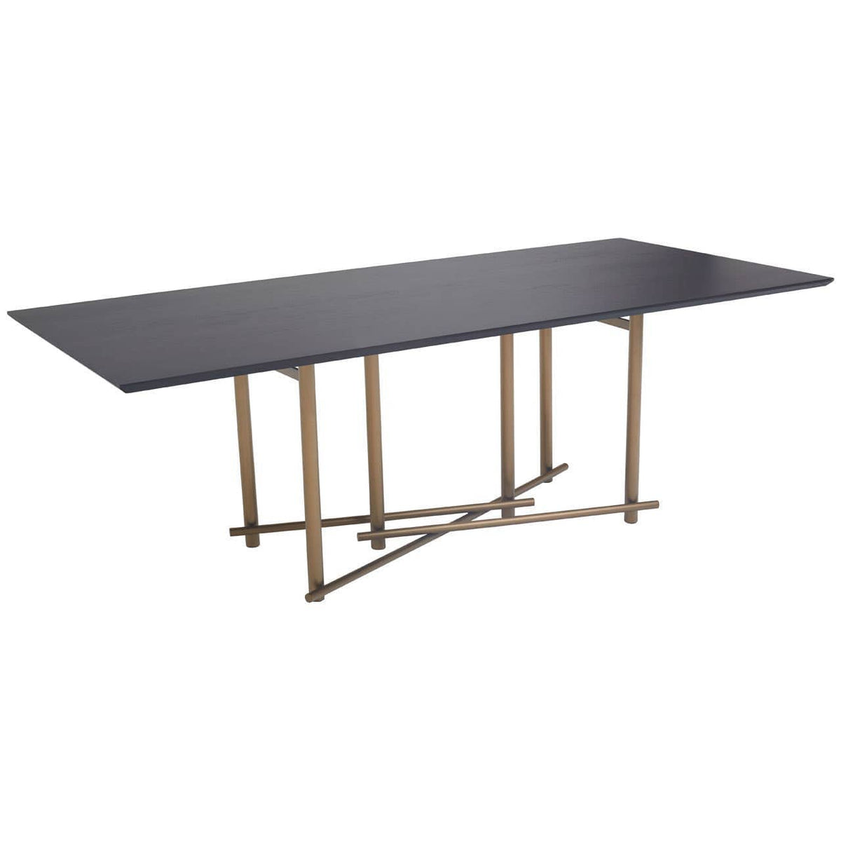 Noosa & Co. Dining Delta Walnut Veneer Dining Table with Brushed Brass Legs House of Isabella UK