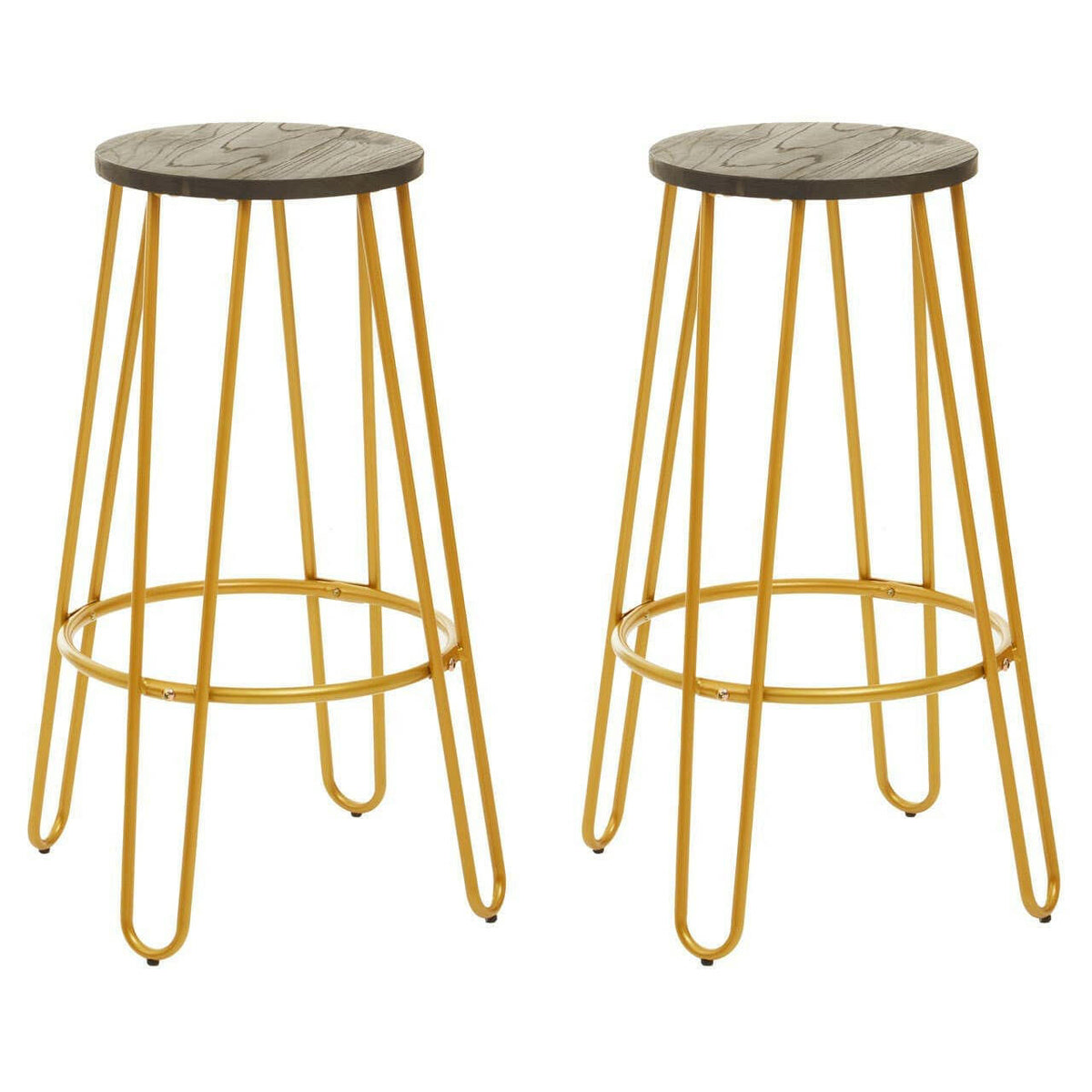 District 3Pc Gold Finish Bar Table Stool Set.