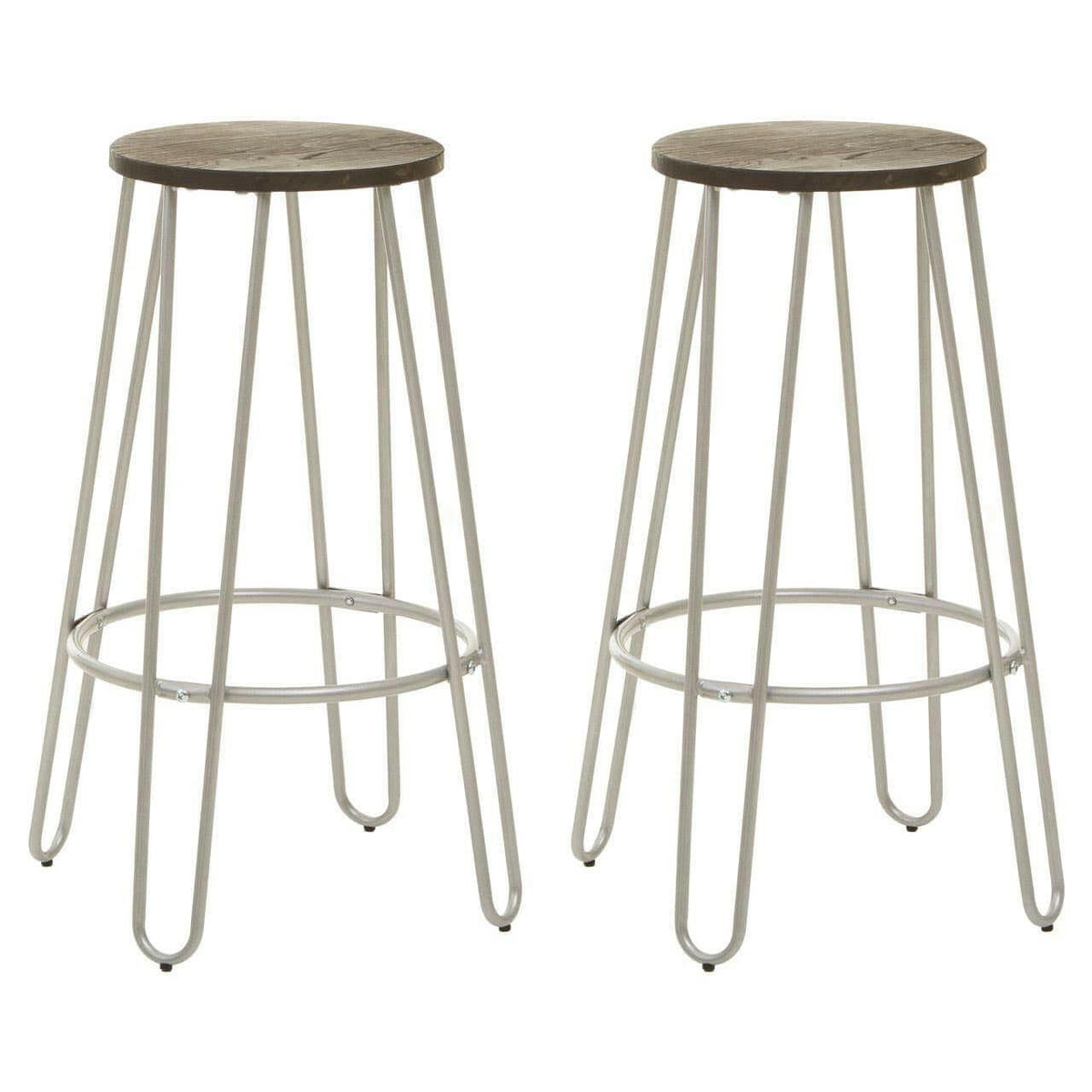 District 3Pc Silver Frame Bar Table Stool Set.
